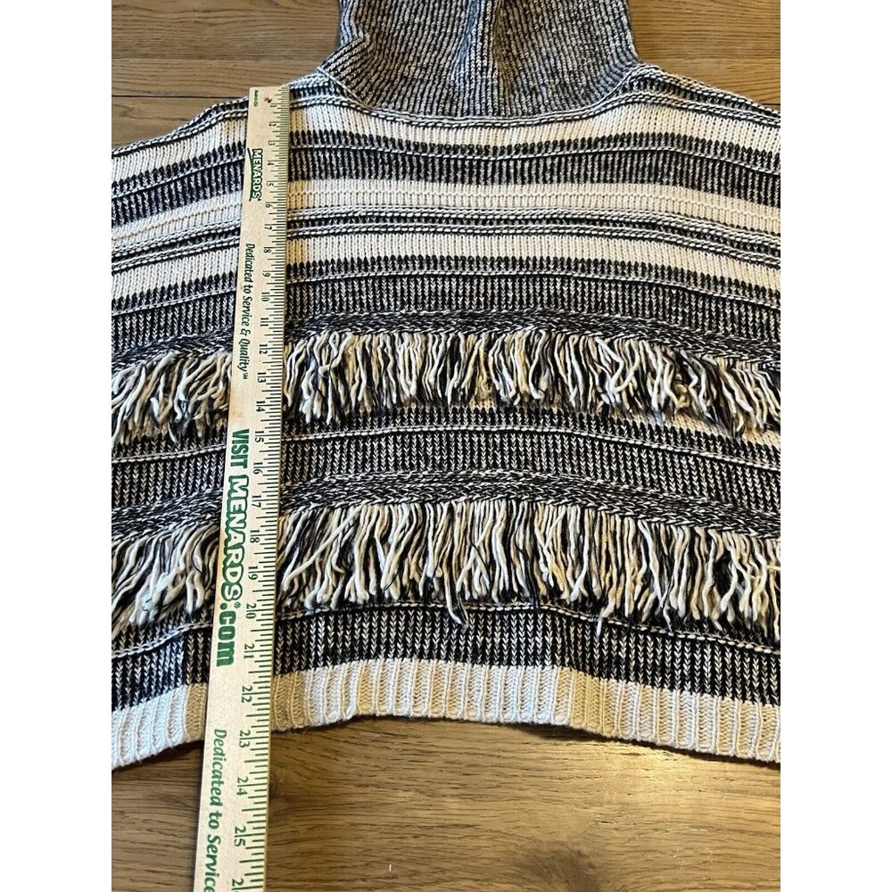 Linda Anderson Poncho Women's OS Striped Fringe Sweater Boho Western Aztec - Picture 4 of 10